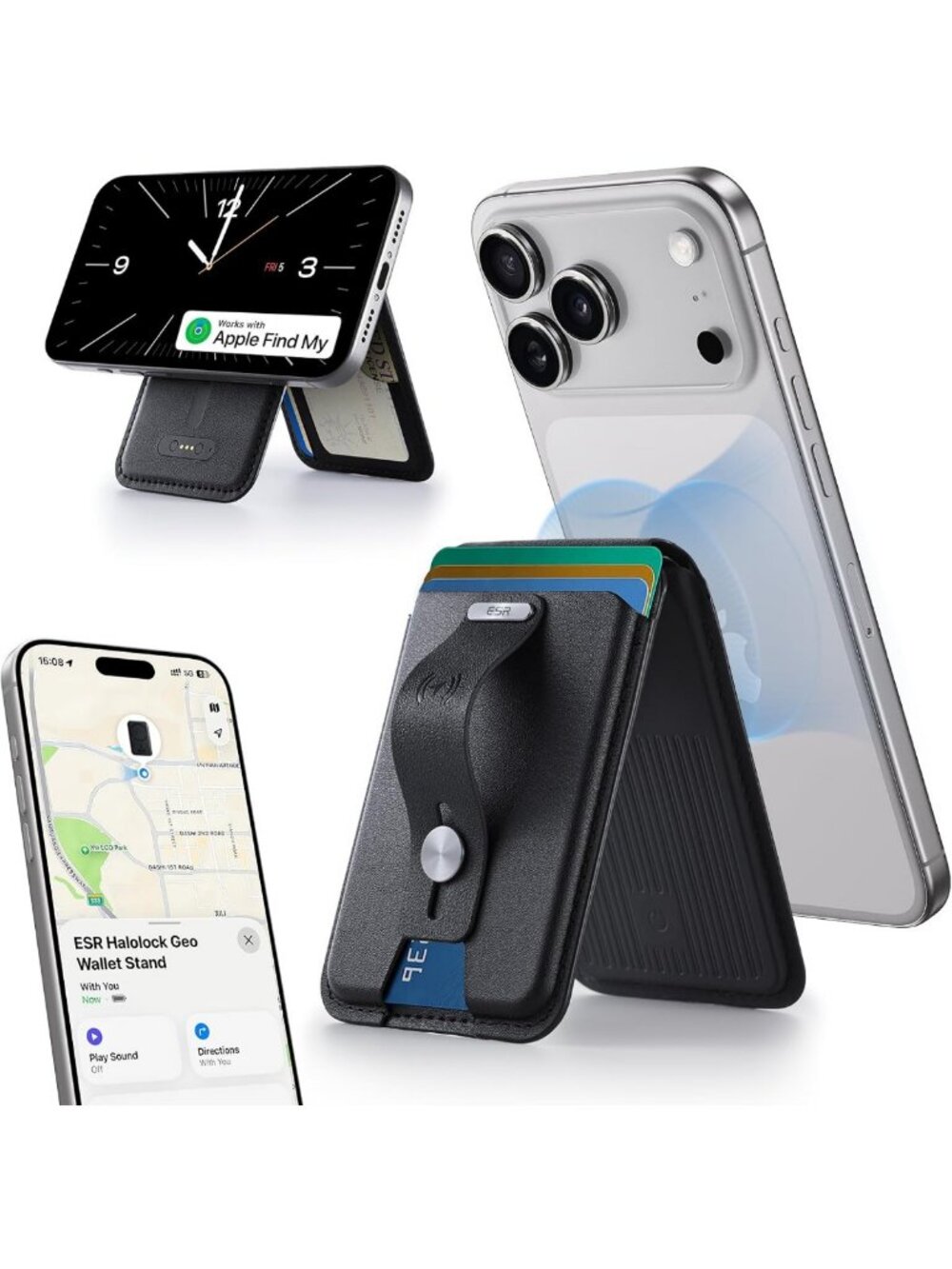 MagSafe Compatible Geo Wallet with Find My Feature, 5 Card Holder for iPhone